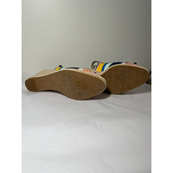 Kate Spade Panama Nights Slingback Striped Espadrille Wedge Sandals Size 9 - Picture 3 of 8